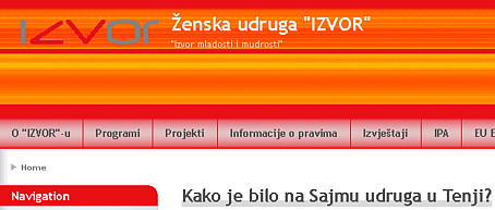 Web-stranica Ženske udruge 'Izvor' Tenja