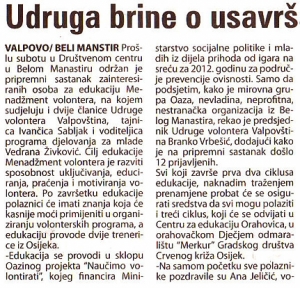 O Menadžmentu volontera u valpovačkim novinama