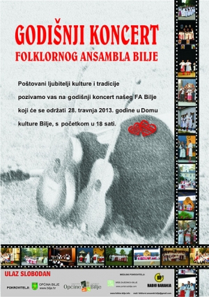 Najava Godi&scaron;njeg koncerta Folklornog ansambla Bilje