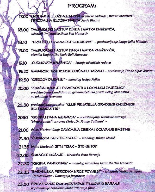 Program manifestacije 'Noć knjige'