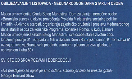 Dom "Baranjsko sunce", 1. X. 2014.